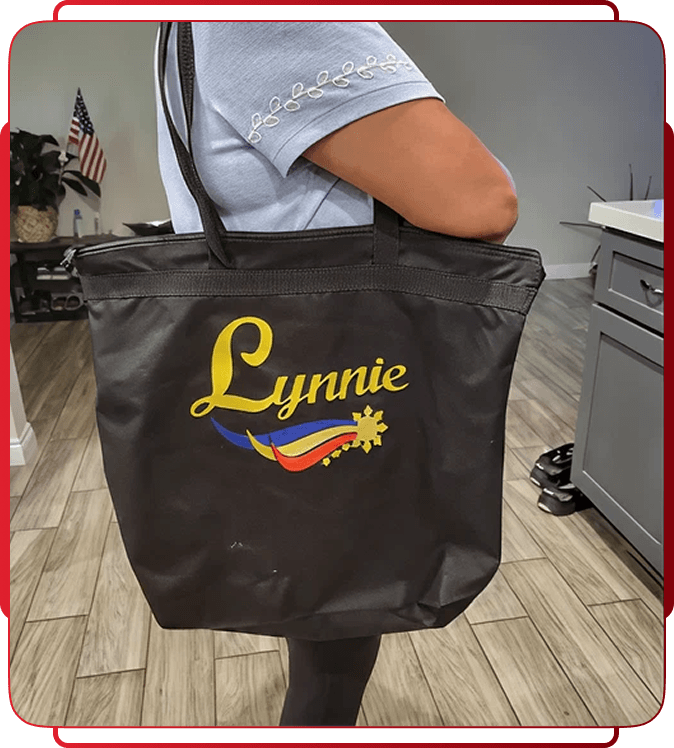 Custom embroidered corporate tote bag with company logo